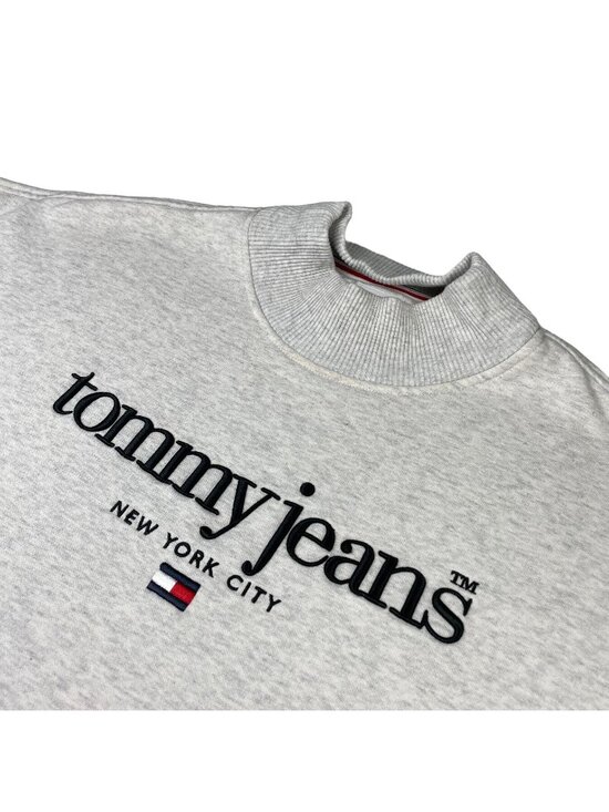 Tommy Hilfiger Tops - VTG Tommy Jeans Women's Mock Neck Sweatshirt Dress Light Heather Gray • Large